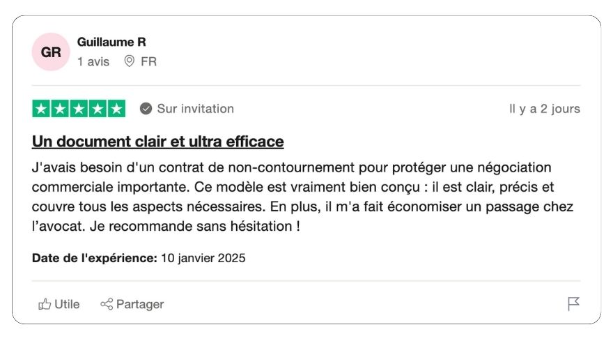 modèle de contrat de non contournement