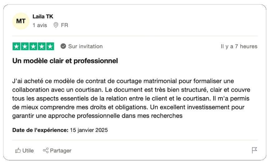 modèle de contrat de courtage matrimonial