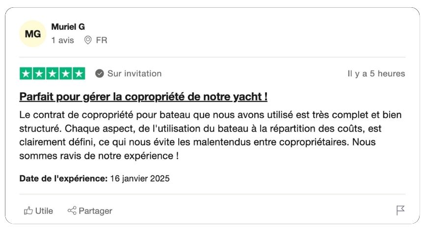 modèle de contrat de copropriété pour bateau