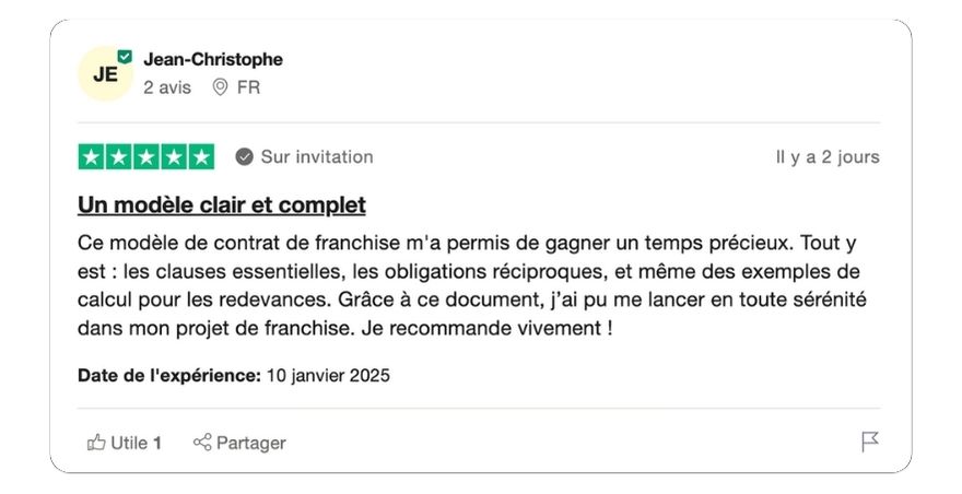 modèle de contrat de franchise