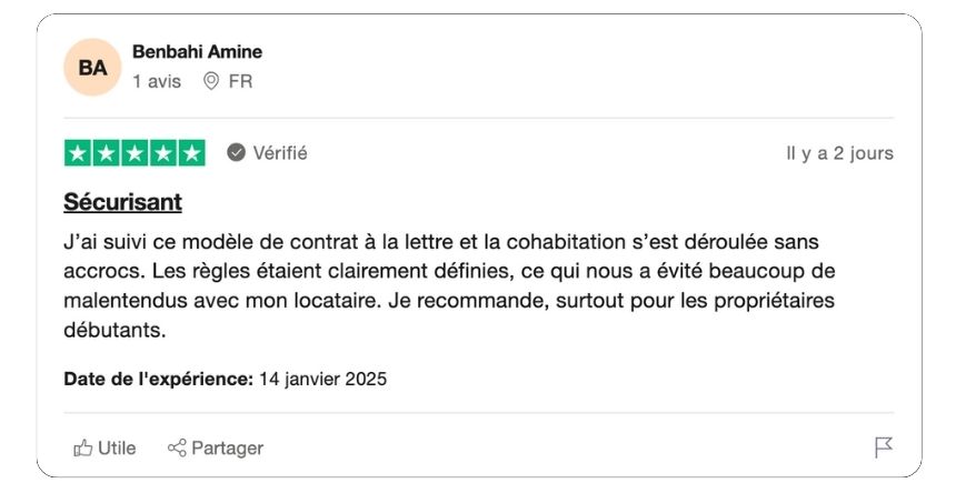 modèle de contrat de location de chambre meublée chez l'habitant