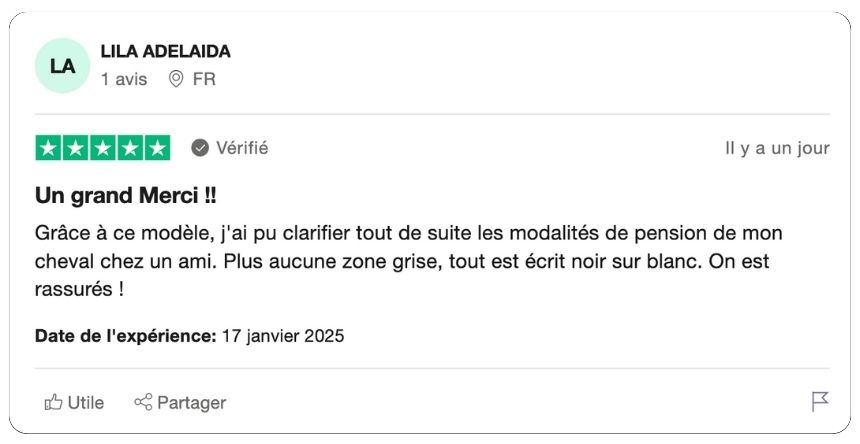 modèle de contrat de pension pour cheval entre particulier