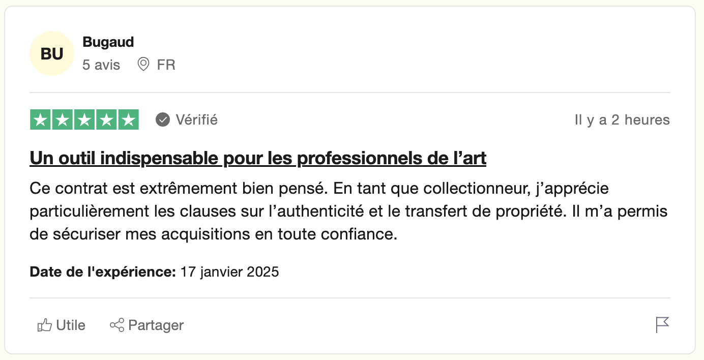 modèle de contrat de vente d'œuvre d'art