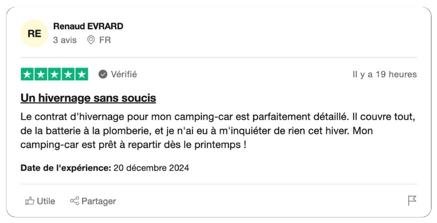 modèle de contrat hivernage camping car