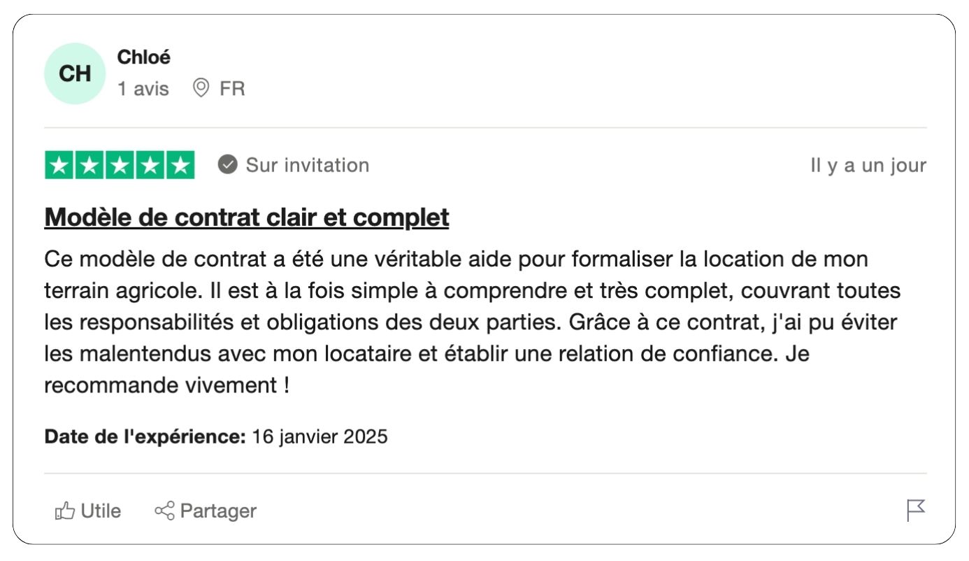 modèle de contrat de location de terrain agricole