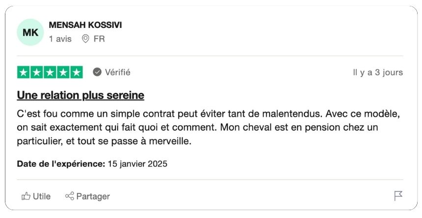 modèle de contrat de pension pour cheval entre particulier