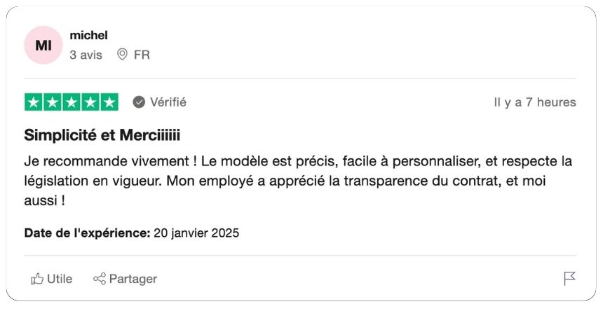 modèle de contrat de travail d'employé à domicile