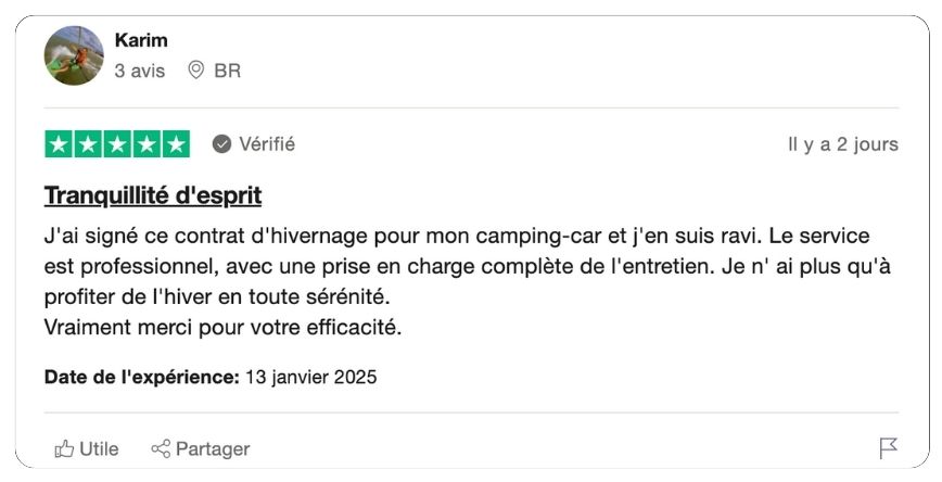 modèle de contrat hivernage camping car