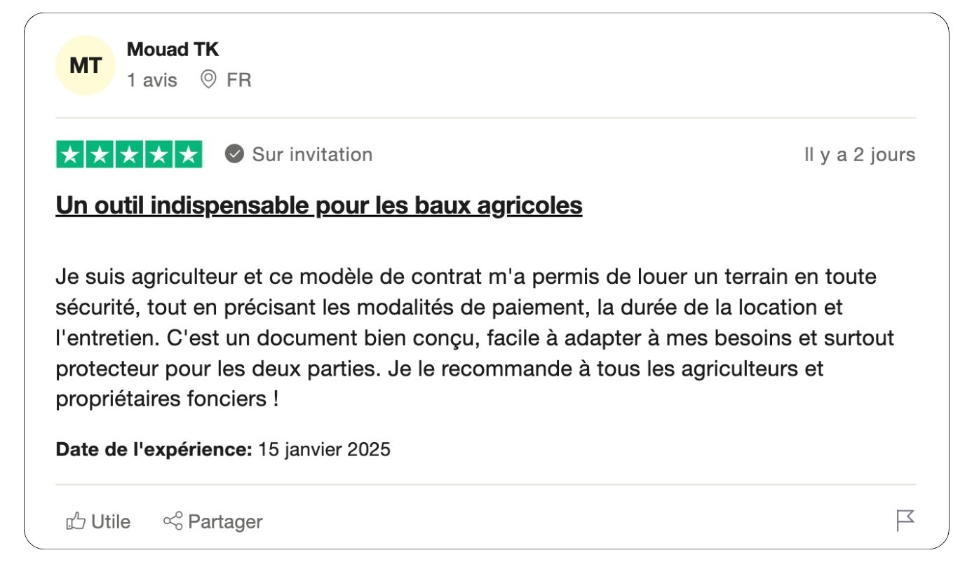 modèle de contrat de location de terrain agricole