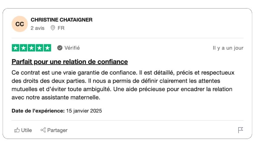 modèle de contrat pour assistante maternelle