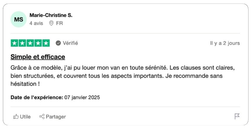 modèle de contrat de location d'un van chevaux