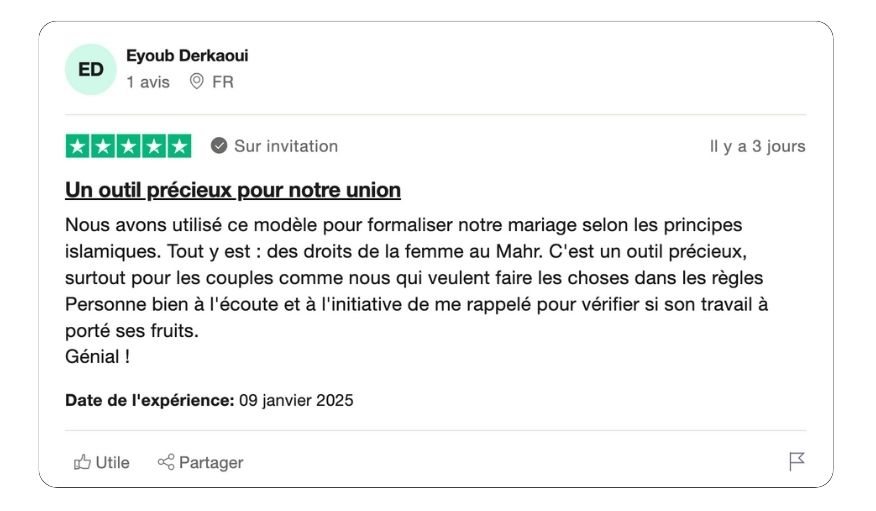 modèle de Contrat De Mariage Islam