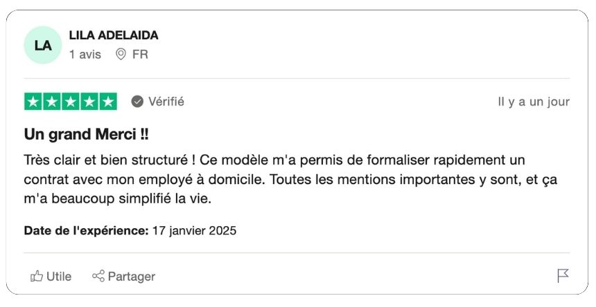 modèle de contrat de travail d'employé à domicile