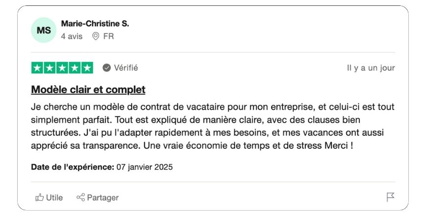 modèle de contrat pour vacataire privé