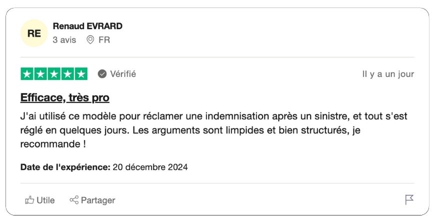 modèle de lettre de demande d'indemnisation amiable