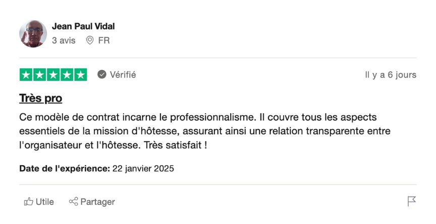 modèle de contrat d'hôtesse événementiel