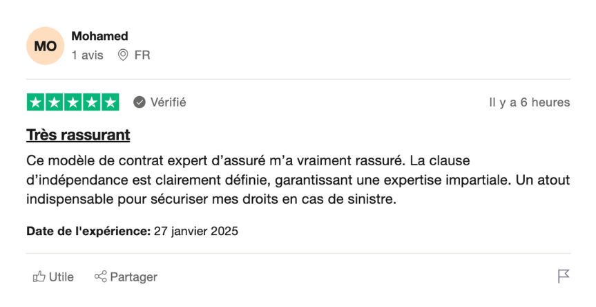 modèle de contrat expert d’assuré